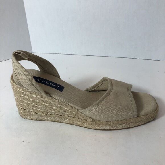 Ann Taylor Sandals Rope Wedge Heel Women's Size 7.5 Tan 3" Heel E1 - Picture 3 of 16
